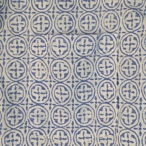 J. Crew Mens Blue and White Patterned Casual Shirt Linen Blend Slim Fit Med - Picture 4 of 8